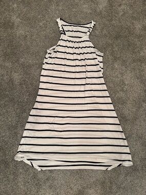 Maternity Striped White & Black Sleeveless Tank Dress